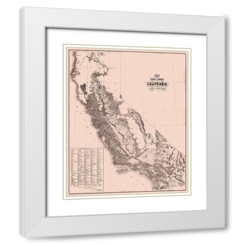 California Public Surveys - Surveyor General 1862 White Modern Wood Framed Art Print with Double Matting by Surveyor General