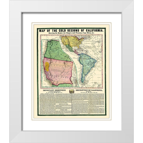 Gold Regions of California - Thayer 1849 White Modern Wood Framed Art Print with Double Matting by Thayer