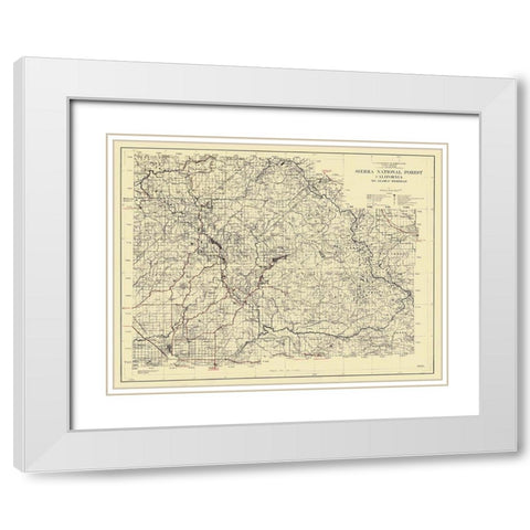 Sierra National Forest, California - USFS 1938 White Modern Wood Framed Art Print with Double Matting by USFS