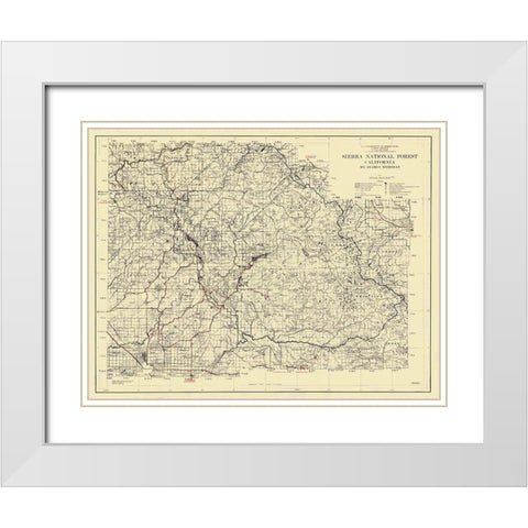 Sierra National Forest, California - USFS 1938 White Modern Wood Framed Art Print with Double Matting by USFS