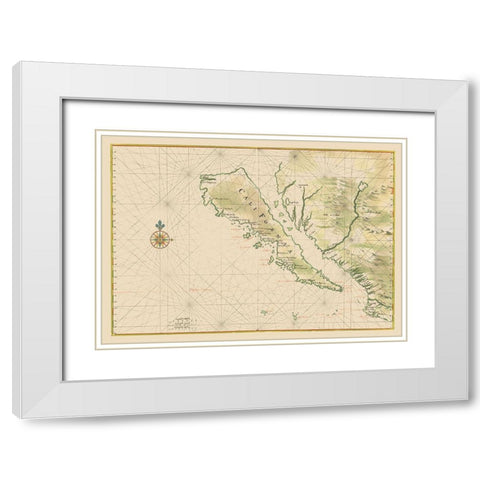 California - 1650 White Modern Wood Framed Art Print with Double Matting by Unknown