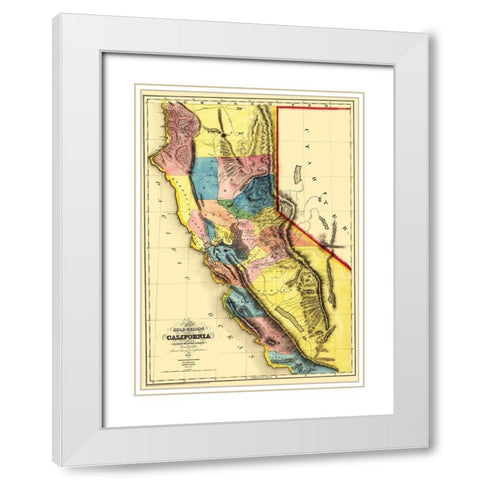 California Gold Region - Sherman 1851 White Modern Wood Framed Art Print with Double Matting by Sherman