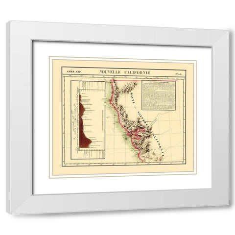 New California - Vandermaelen 1810 White Modern Wood Framed Art Print with Double Matting by Vandermaelen