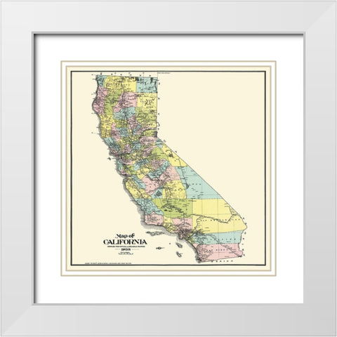 California - Thompson 1898 White Modern Wood Framed Art Print with Double Matting by Thompson