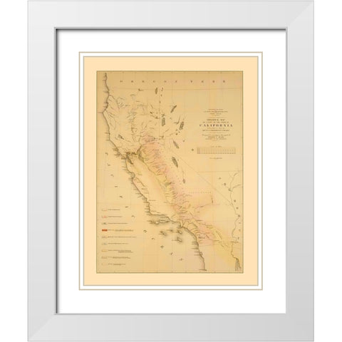 California Railroad Survey - War Dept 1855 White Modern Wood Framed Art Print with Double Matting by War Dept