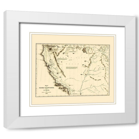 Upper California Territory Exploration - Lea 1844 White Modern Wood Framed Art Print with Double Matting by Lea