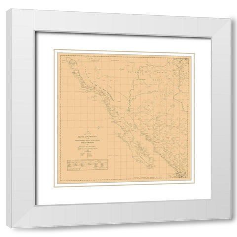 California, Part of New Mexico - Narvaes 1823 White Modern Wood Framed Art Print with Double Matting by Narvaes
