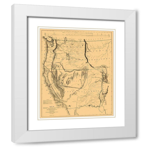 Oregon, Upper California Territories - Preuss 1848 White Modern Wood Framed Art Print with Double Matting by Preuss