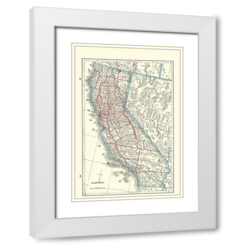 California - Rathbun 1893 White Modern Wood Framed Art Print with Double Matting by Rathbun