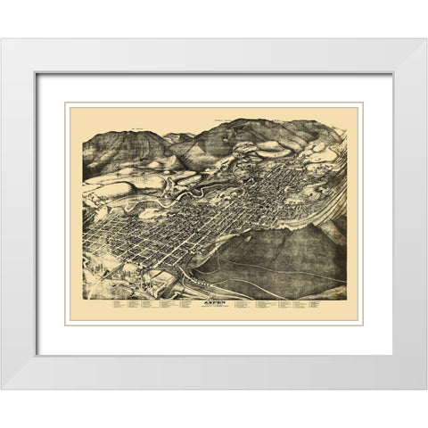 Aspen Colorado - Pitkin 1893 White Modern Wood Framed Art Print with Double Matting by Pitkin
