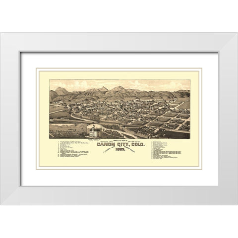 Canon City Colorado - Stoner 1882 White Modern Wood Framed Art Print with Double Matting by Stoner