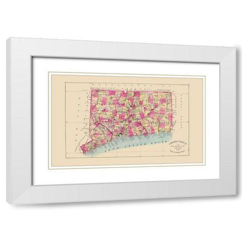 Connecticut - Hurd 1893 White Modern Wood Framed Art Print with Double Matting by Hurd