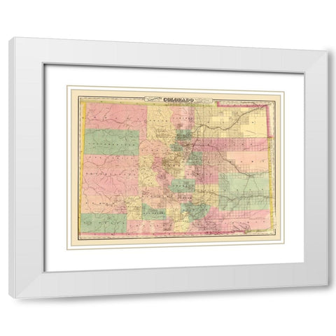 Colorado - Colton 1878  White Modern Wood Framed Art Print with Double Matting by Colton
