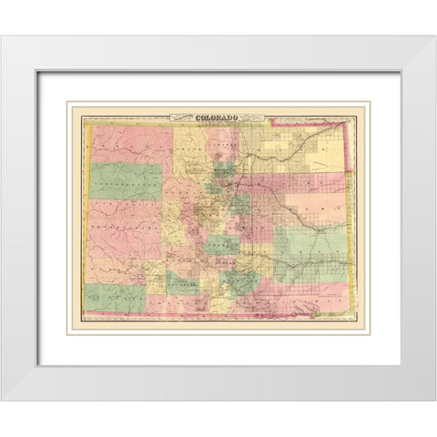 Colorado - Colton 1878  White Modern Wood Framed Art Print with Double Matting by Colton