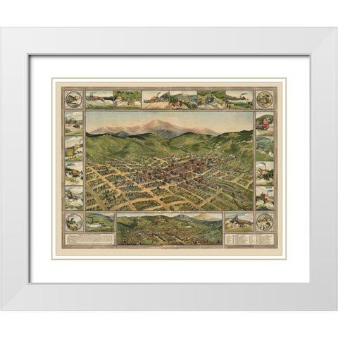 Cripple Creek Colorado - 1896 White Modern Wood Framed Art Print with Double Matting by Unknown