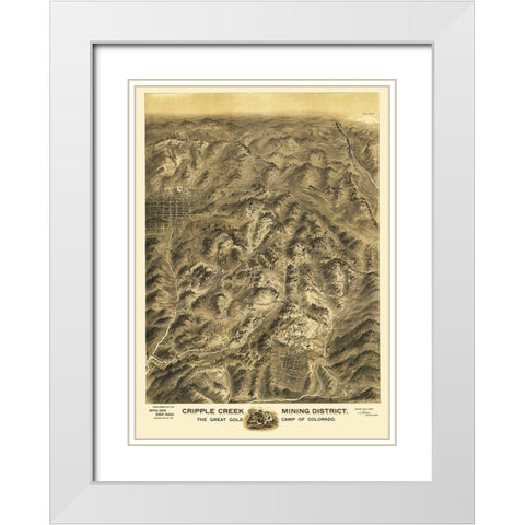 Cripple Creek Colorado - Amerine 1895 White Modern Wood Framed Art Print with Double Matting by Amerine