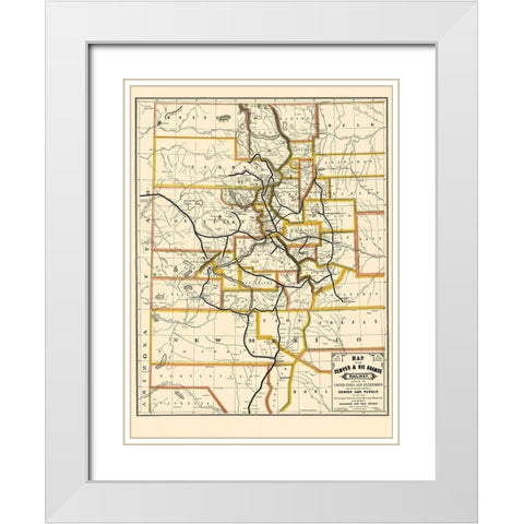Denver and Rio Grande Railway - Rand McNally 1872 White Modern Wood Framed Art Print with Double Matting by Rand McNally