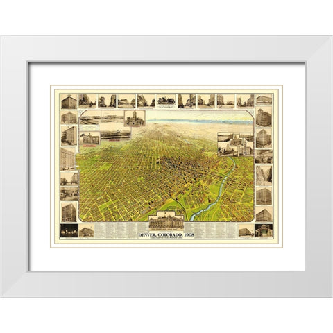 Denver Colorado - 1908 White Modern Wood Framed Art Print with Double Matting by Unknown