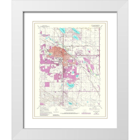 Ft Collins Colorado Quad - USGS 1984 White Modern Wood Framed Art Print with Double Matting by USGS