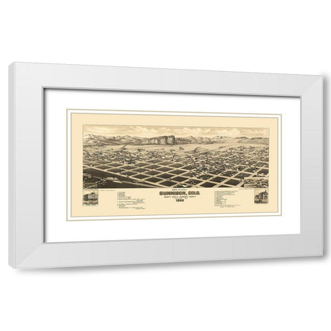 Gunnison Colorado - Stoner 1882 White Modern Wood Framed Art Print with Double Matting by Stoner
