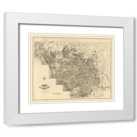 Larimer County Colorado - Handy 1883  White Modern Wood Framed Art Print with Double Matting by Handy