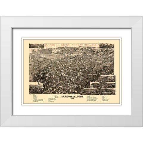 Leadville Colorado - Stoner 1882 White Modern Wood Framed Art Print with Double Matting by Stoner