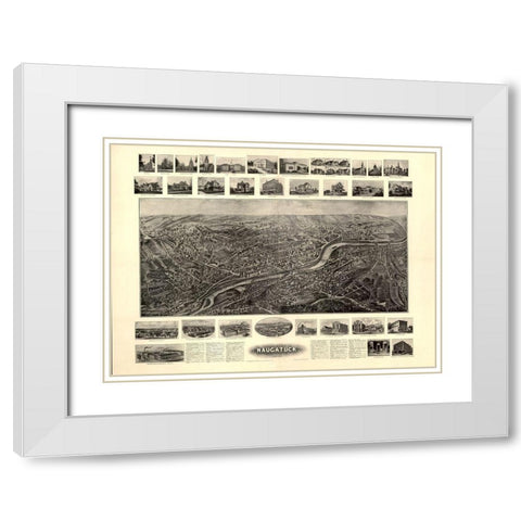 Naugatuck Connecticut - Bailey 1906  White Modern Wood Framed Art Print with Double Matting by Bailey