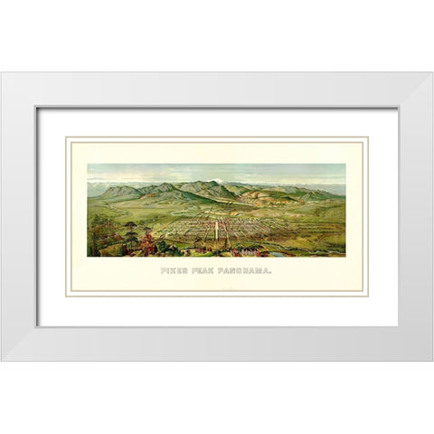 Pikes Peak From Colorado Springs Colorado - 1890 White Modern Wood Framed Art Print with Double Matting by Unknown