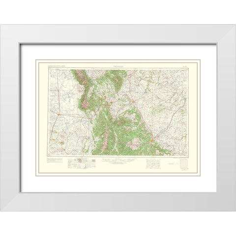 Trinidad Colorado Quad - USGS 1954 White Modern Wood Framed Art Print with Double Matting by USGS