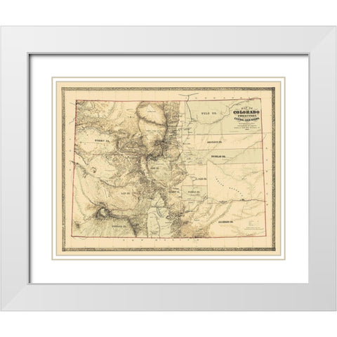 Colorado Territory, Gold Region - Monk  1862 White Modern Wood Framed Art Print with Double Matting by Monk