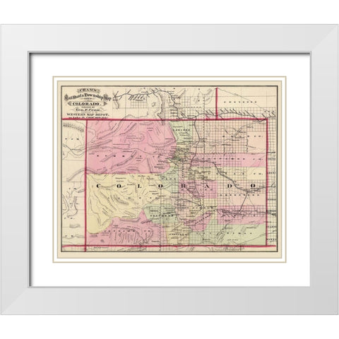 Colorado - Cram 1875 White Modern Wood Framed Art Print with Double Matting by Cram