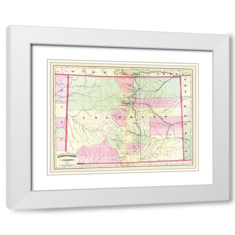 Colorado - Asher  1874 White Modern Wood Framed Art Print with Double Matting by Asher