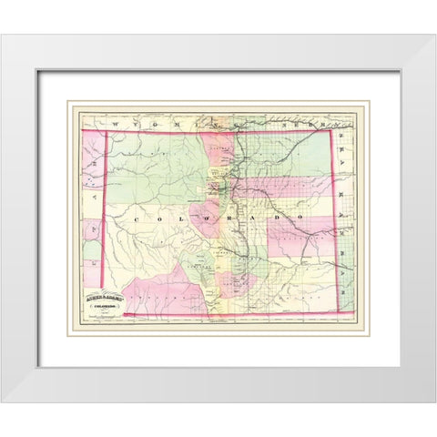 Colorado - Asher  1874 White Modern Wood Framed Art Print with Double Matting by Asher