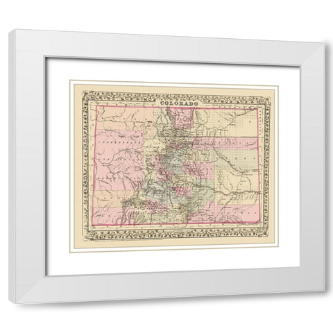 Colorado - Mitchell 1879 White Modern Wood Framed Art Print with Double Matting by Mitchell