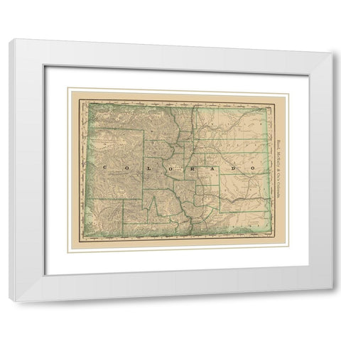 Colorado - Rand McNally 1879 White Modern Wood Framed Art Print with Double Matting by Rand McNally