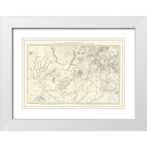 Southwest Colorado New Mexico - USGS 1881 White Modern Wood Framed Art Print with Double Matting by USGS