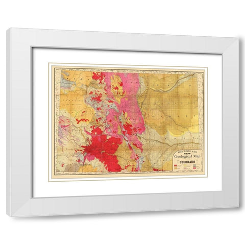 Colorado Geology - Rand McNally 1879 White Modern Wood Framed Art Print with Double Matting by Rand McNally