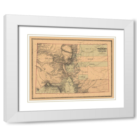 Colorado with the Central Gold Region - Monk 1862 White Modern Wood Framed Art Print with Double Matting by Monk
