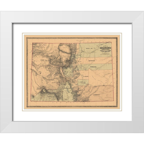 Colorado with the Central Gold Region - Monk 1862 White Modern Wood Framed Art Print with Double Matting by Monk
