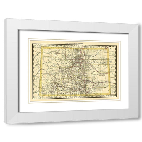 Colorado - Rand McNally 1879 White Modern Wood Framed Art Print with Double Matting by Rand McNally