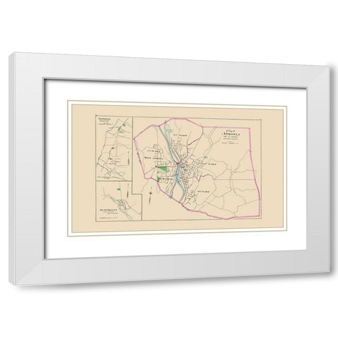 Ansonia Connecticut - Hurd 1893 White Modern Wood Framed Art Print with Double Matting by Hurd