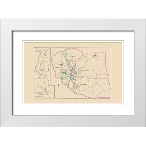 Ansonia Connecticut - Hurd 1893 White Modern Wood Framed Art Print with Double Matting by Hurd