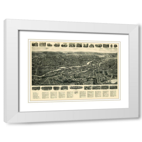 Ansonia Connecticut - Bailey 1921  White Modern Wood Framed Art Print with Double Matting by Bailey