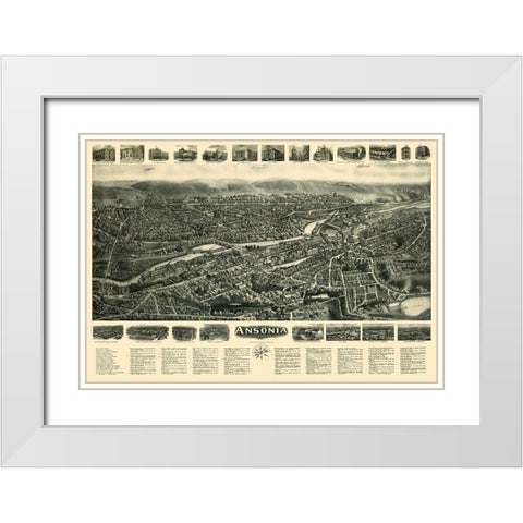 Ansonia Connecticut - Bailey 1921  White Modern Wood Framed Art Print with Double Matting by Bailey
