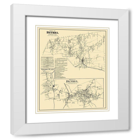 Bethel Connecticut Landowner - 1874 White Modern Wood Framed Art Print with Double Matting by Peterson Collection