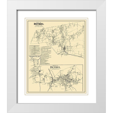 Bethel Connecticut Landowner - 1874 White Modern Wood Framed Art Print with Double Matting by Peterson Collection