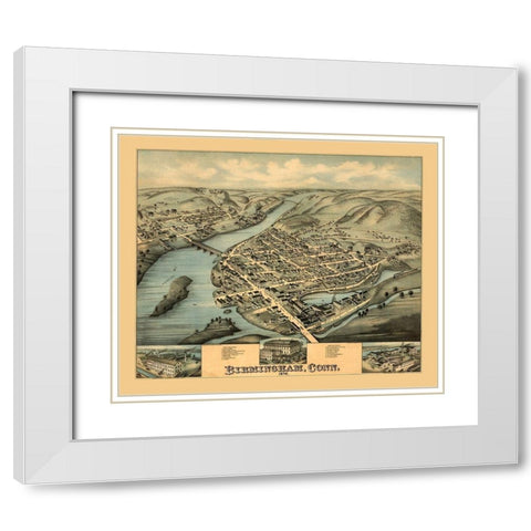 Birmingham Connecticut - Bailey 1876  White Modern Wood Framed Art Print with Double Matting by Bailey