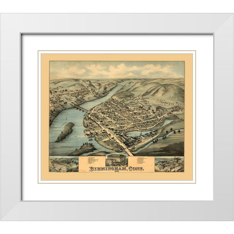 Birmingham Connecticut - Bailey 1876  White Modern Wood Framed Art Print with Double Matting by Bailey