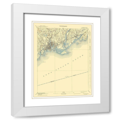 Bridgeport Connecticut Quad - USGS 1893 White Modern Wood Framed Art Print with Double Matting by USGS