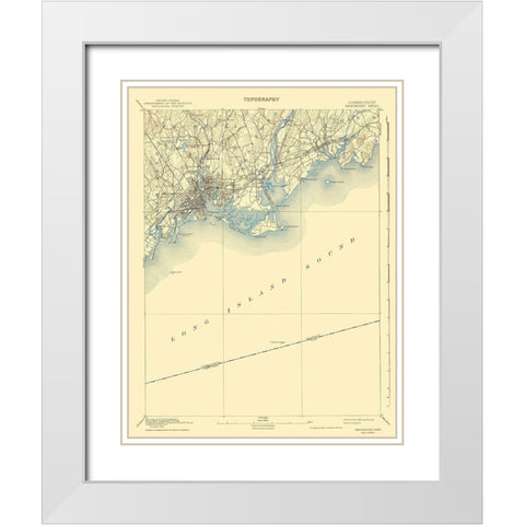 Bridgeport Connecticut Quad - USGS 1893 White Modern Wood Framed Art Print with Double Matting by USGS